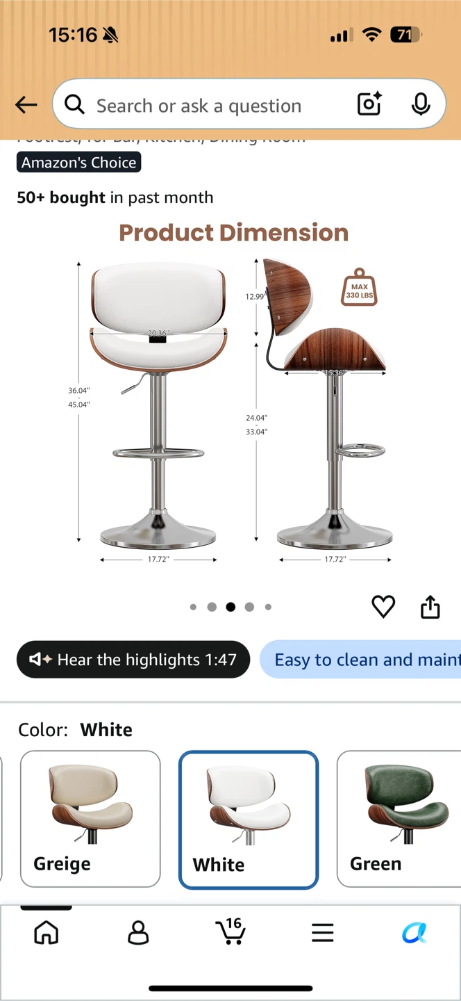 Set of 2 White Bar chair - photo 4