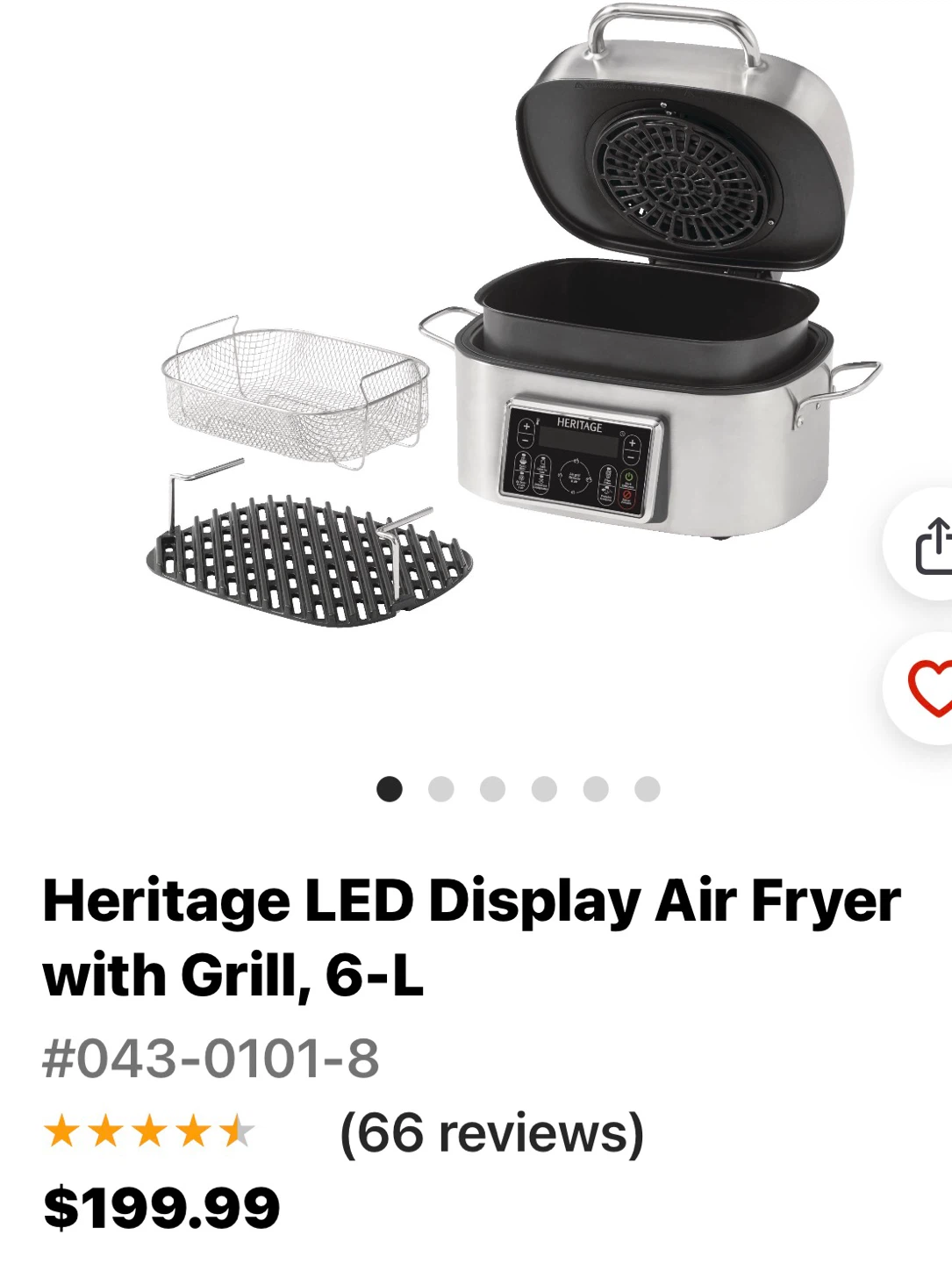 Heritage 6-L LED Display Air Fryer with Grill - photo 5