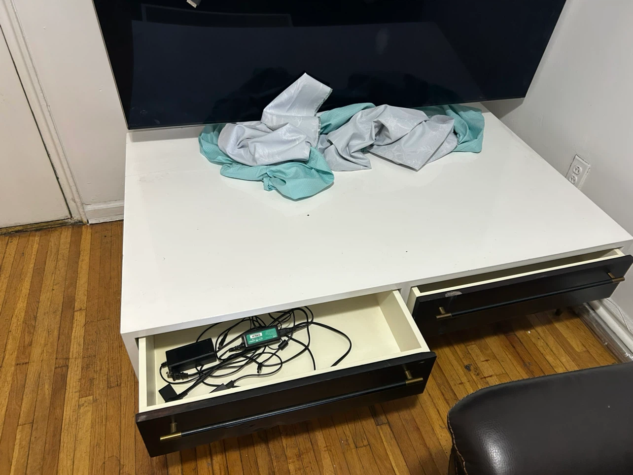 TV stand only ,white with 2 draws - photo 3
