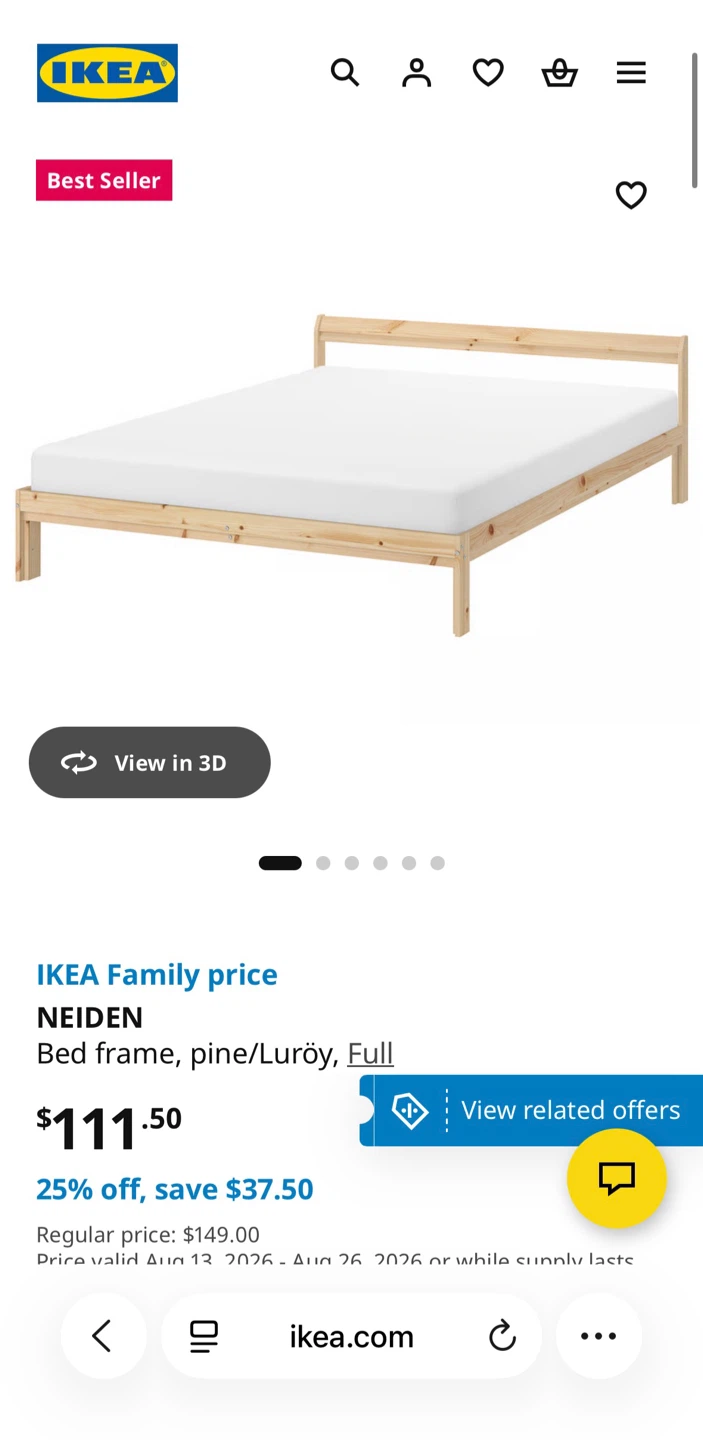 IKEA NEIDEN Bed Frame - Pine Full size - photo 2