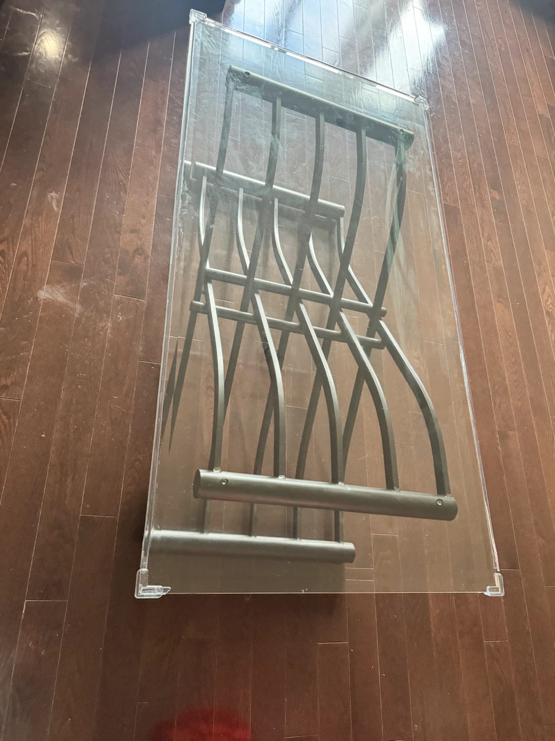 Glass Top Coffee Table with Black Metal Base