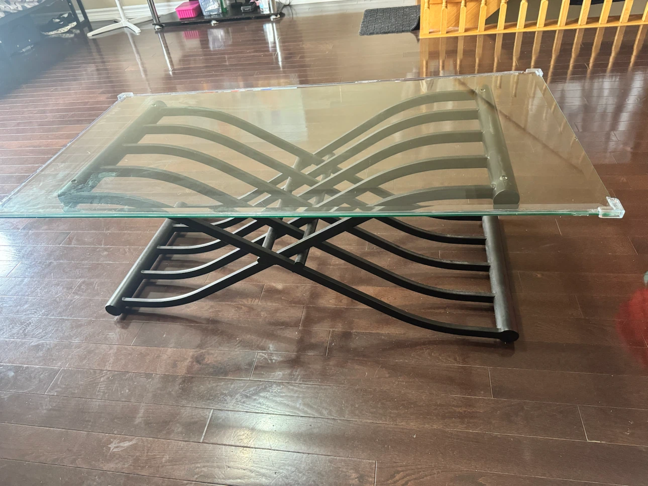 Glass Top Coffee Table with Black Metal Base - photo 2