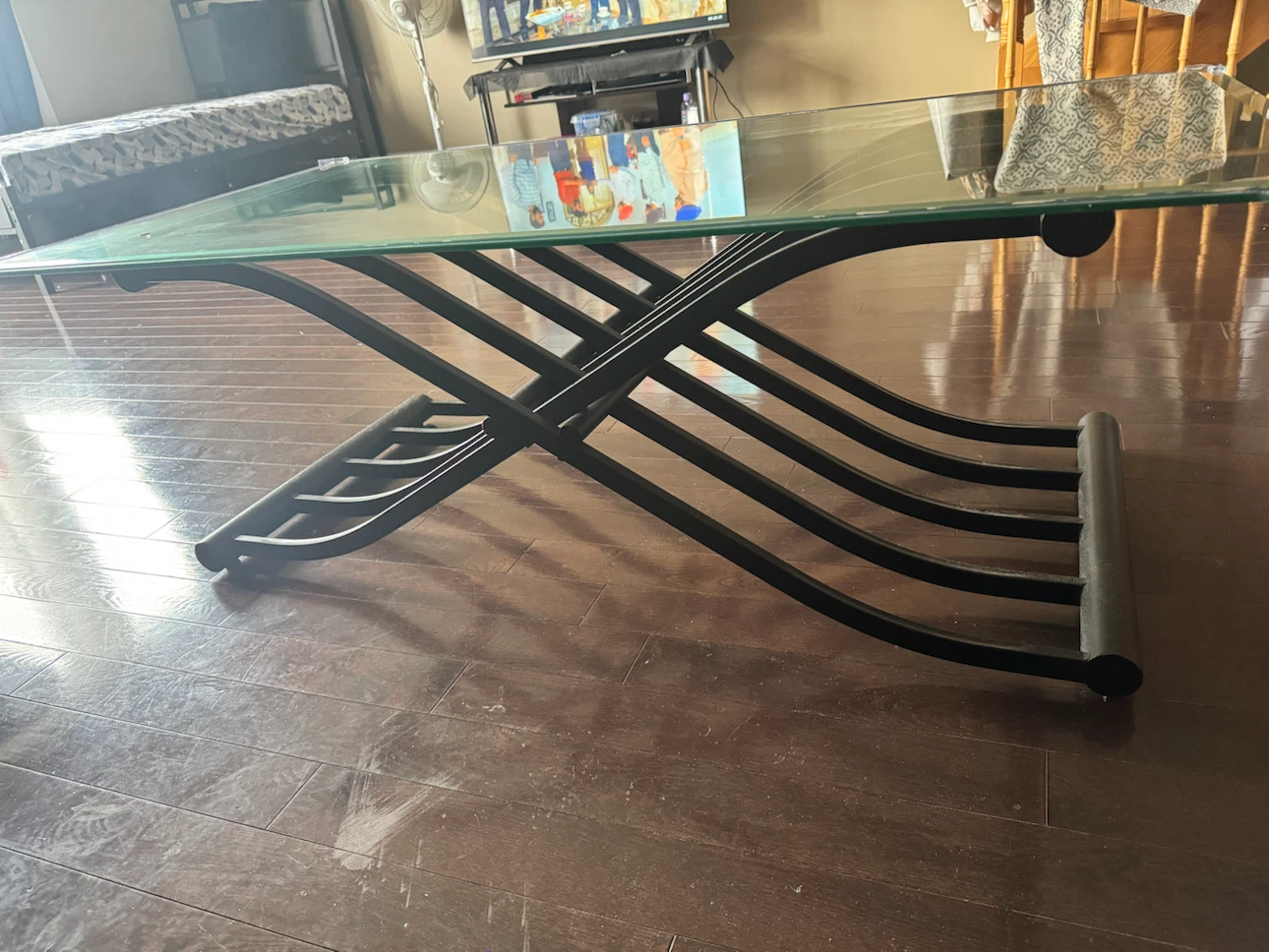 Glass Top Coffee Table with Black Metal Base - photo 3