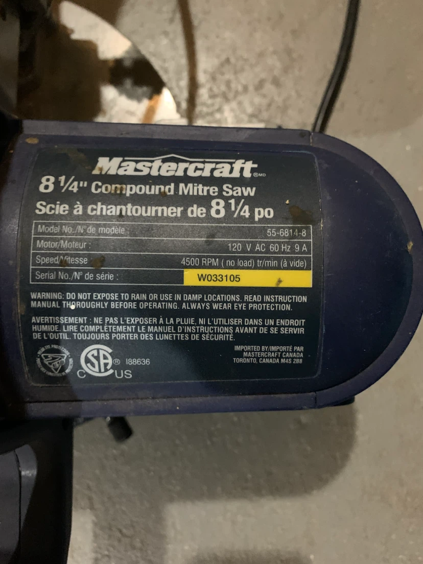 Mastercraft 8 1/4" Compound Mitre Saw