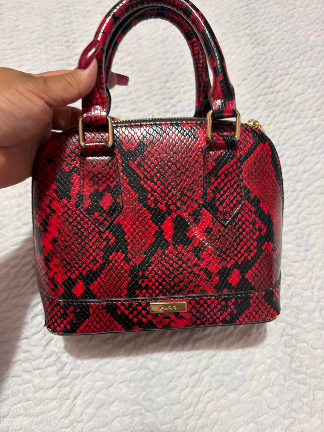 ALDO Red & Black Snake Print Mini Satchel Bag - photo 2