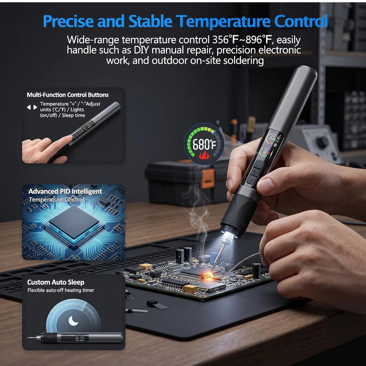 Intelligent Wireless Soldering Iron with Stand - photo 2