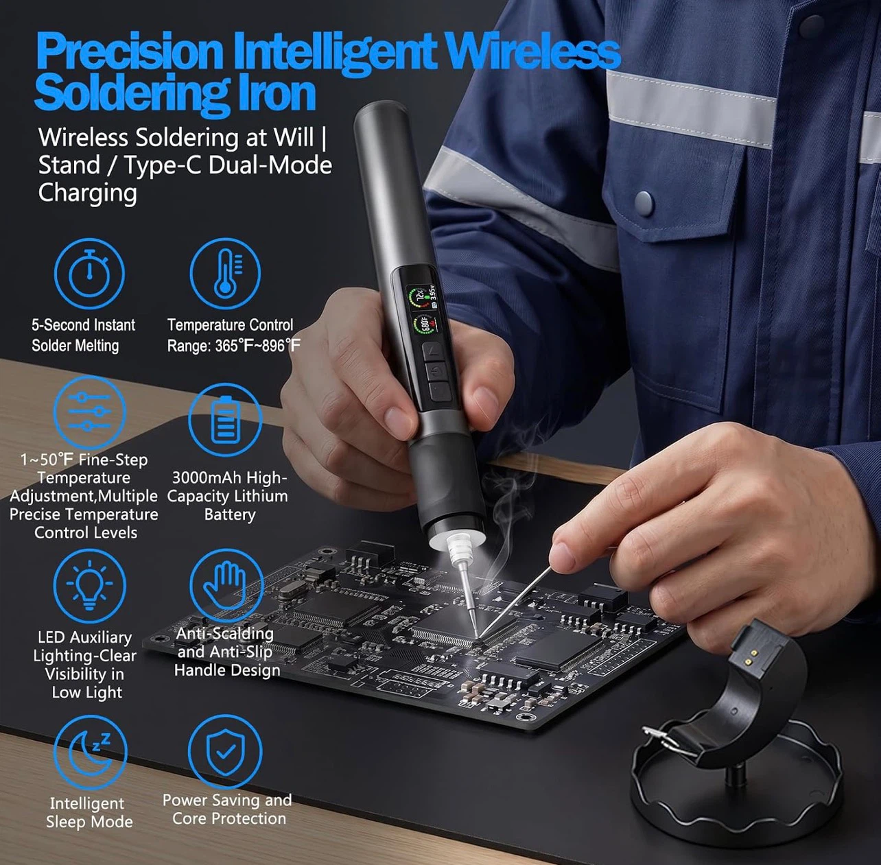 Intelligent Wireless Soldering Iron with Stand - photo 3