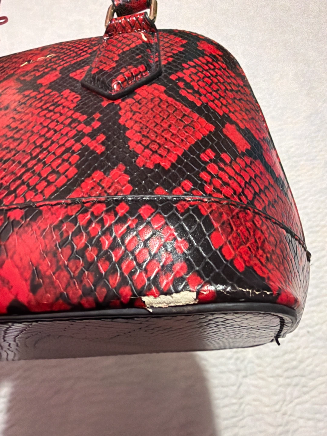 ALDO Red & Black Snake Print Mini Satchel Bag - photo 4