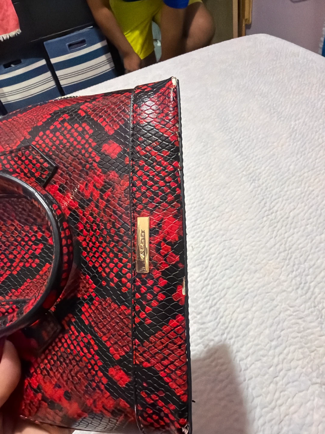 ALDO Red & Black Snake Print Mini Satchel Bag - photo 5