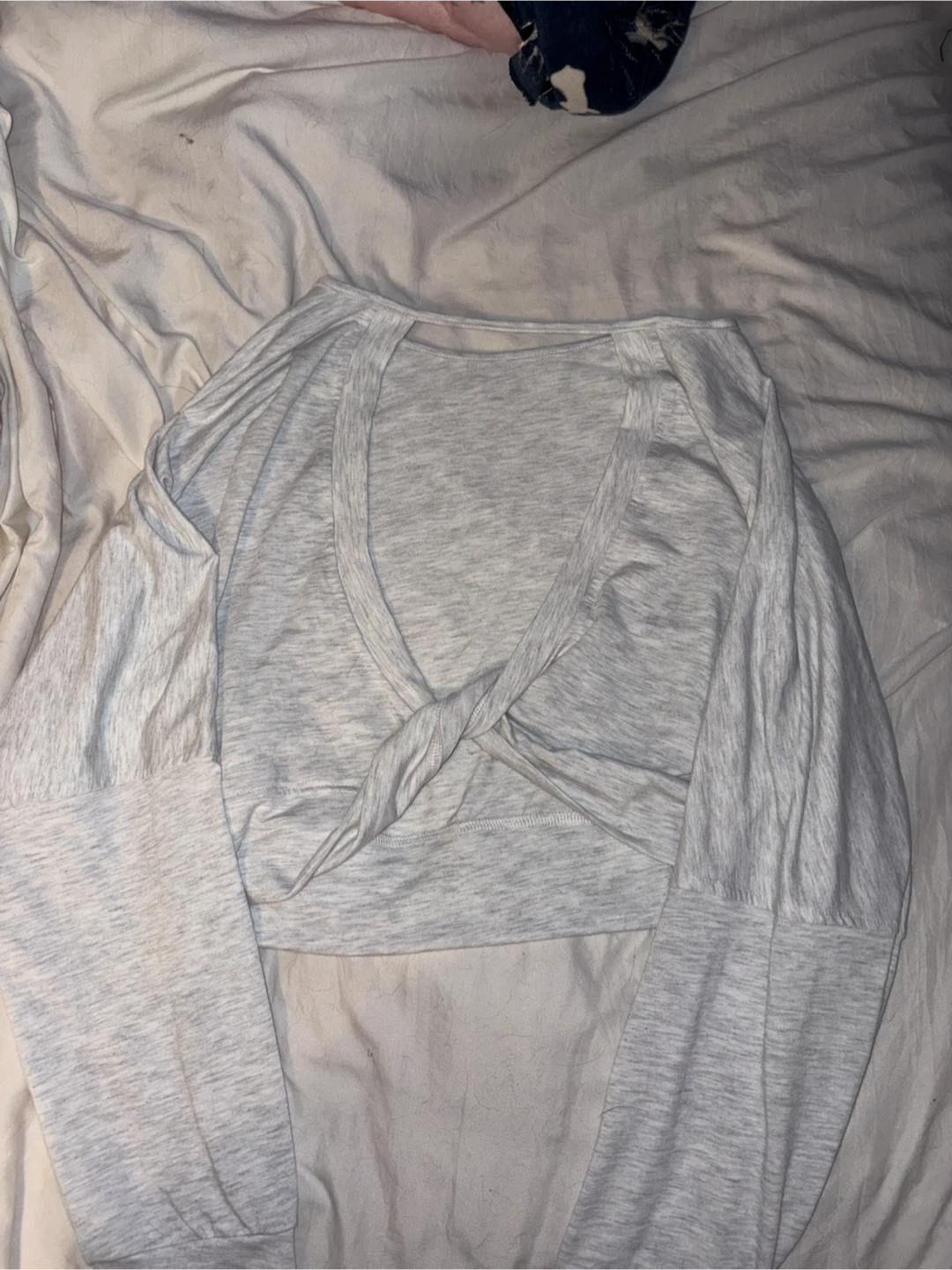 Long Sleeve Cropped Twist Top Grey M - photo 4