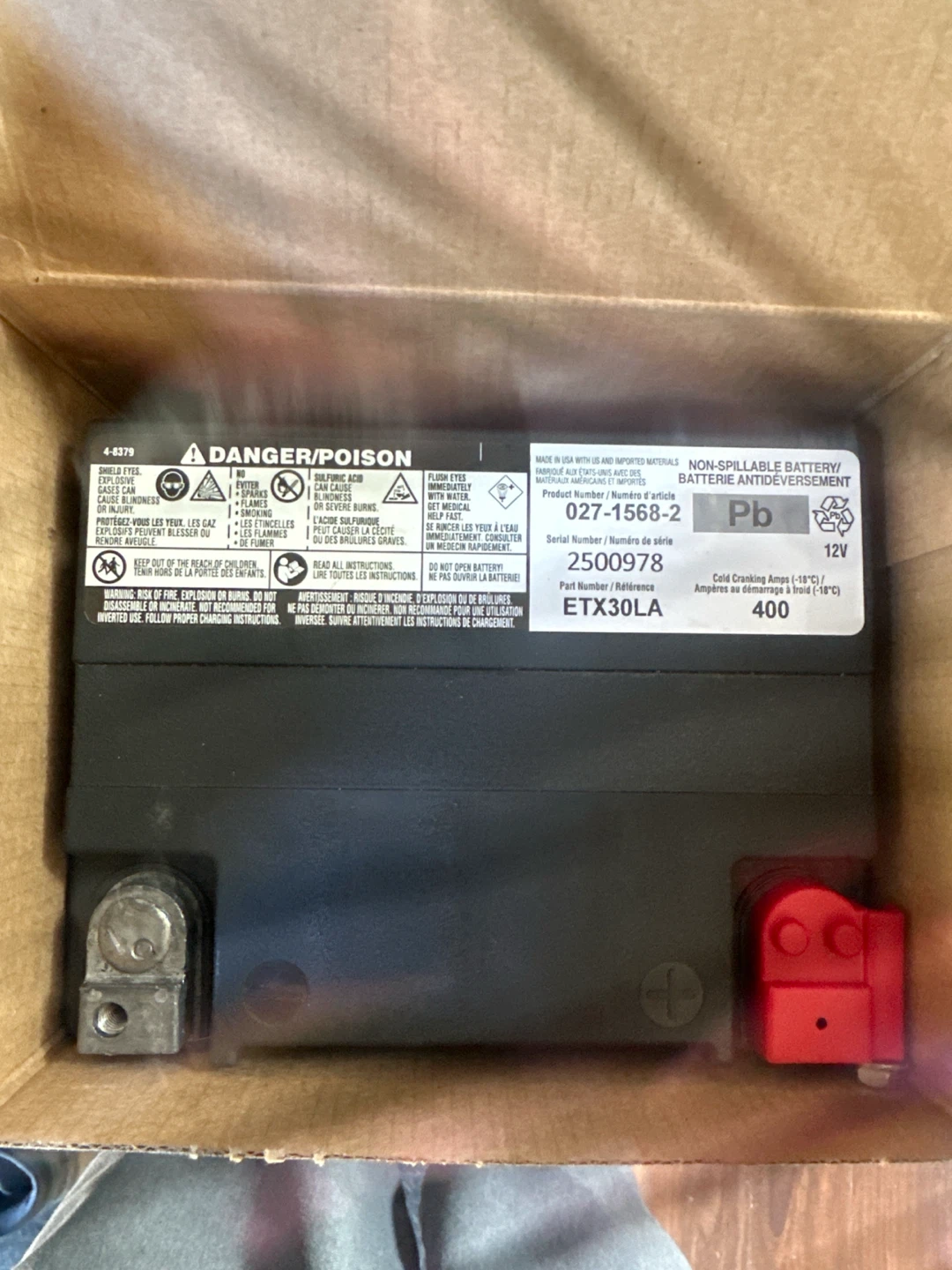 Motomaster Eliminator Powersport Battery ETX30LA - photo 3