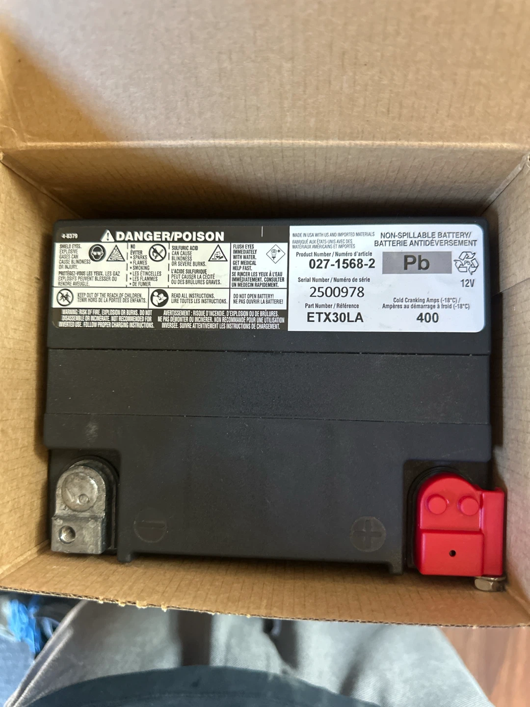 Motomaster Eliminator Powersport Battery ETX30LA - photo 5