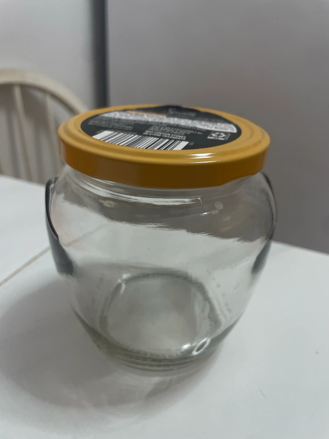 Empty Glass Jar with Yellow Lid