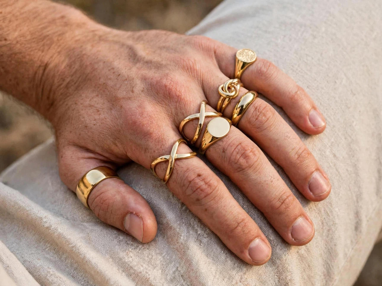 Gold-Tone Ring Set - 7 Pieces - photo 2