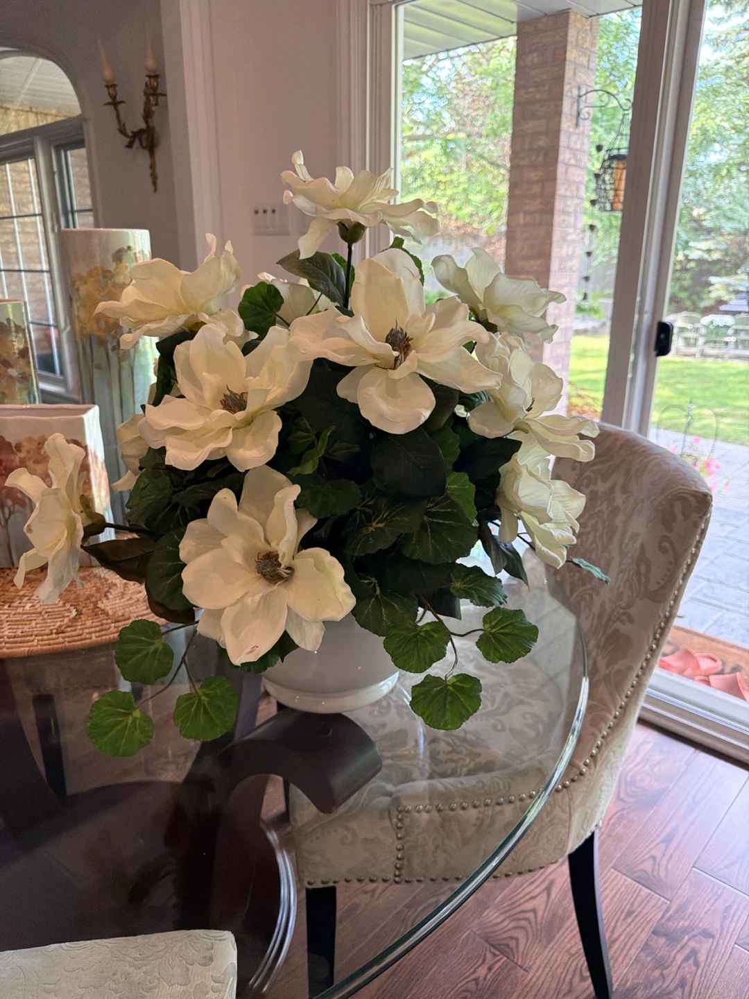 Faux Magnolia Flower Arrangement