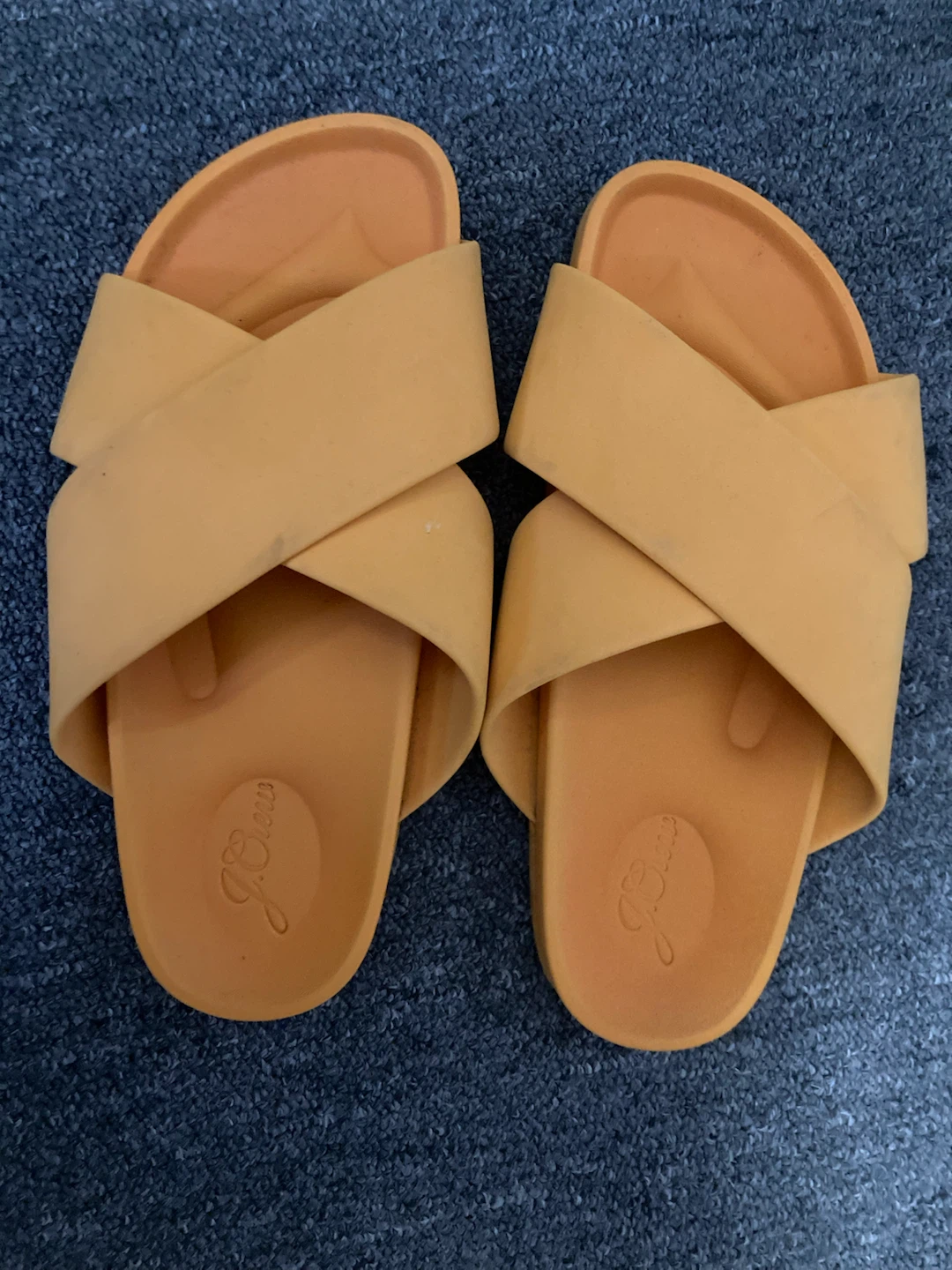 J. Crew Yellow Crossband Slides Sandals
