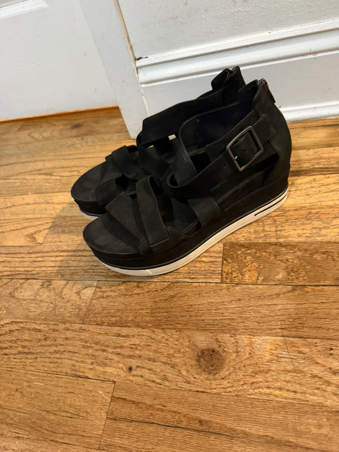 Eileen Fisher Black Wedge Sandals Size 9 - photo 2