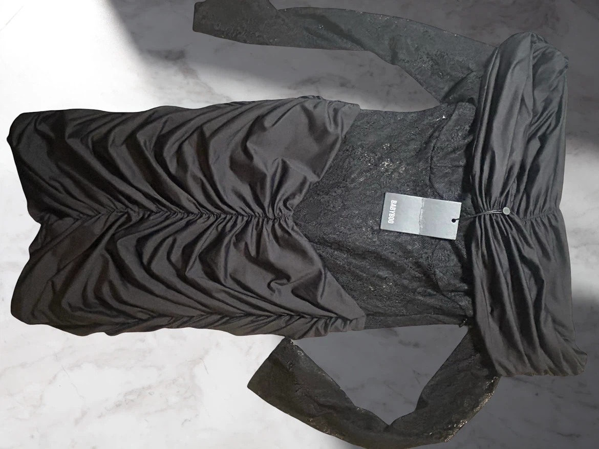 Babyboo Black Lace Detail Ruched Dress
