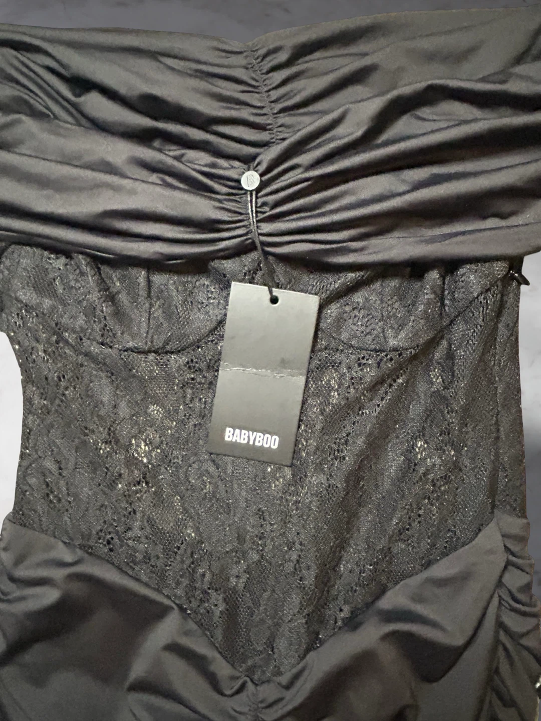 Babyboo Black Lace Detail Ruched Dress - photo 3