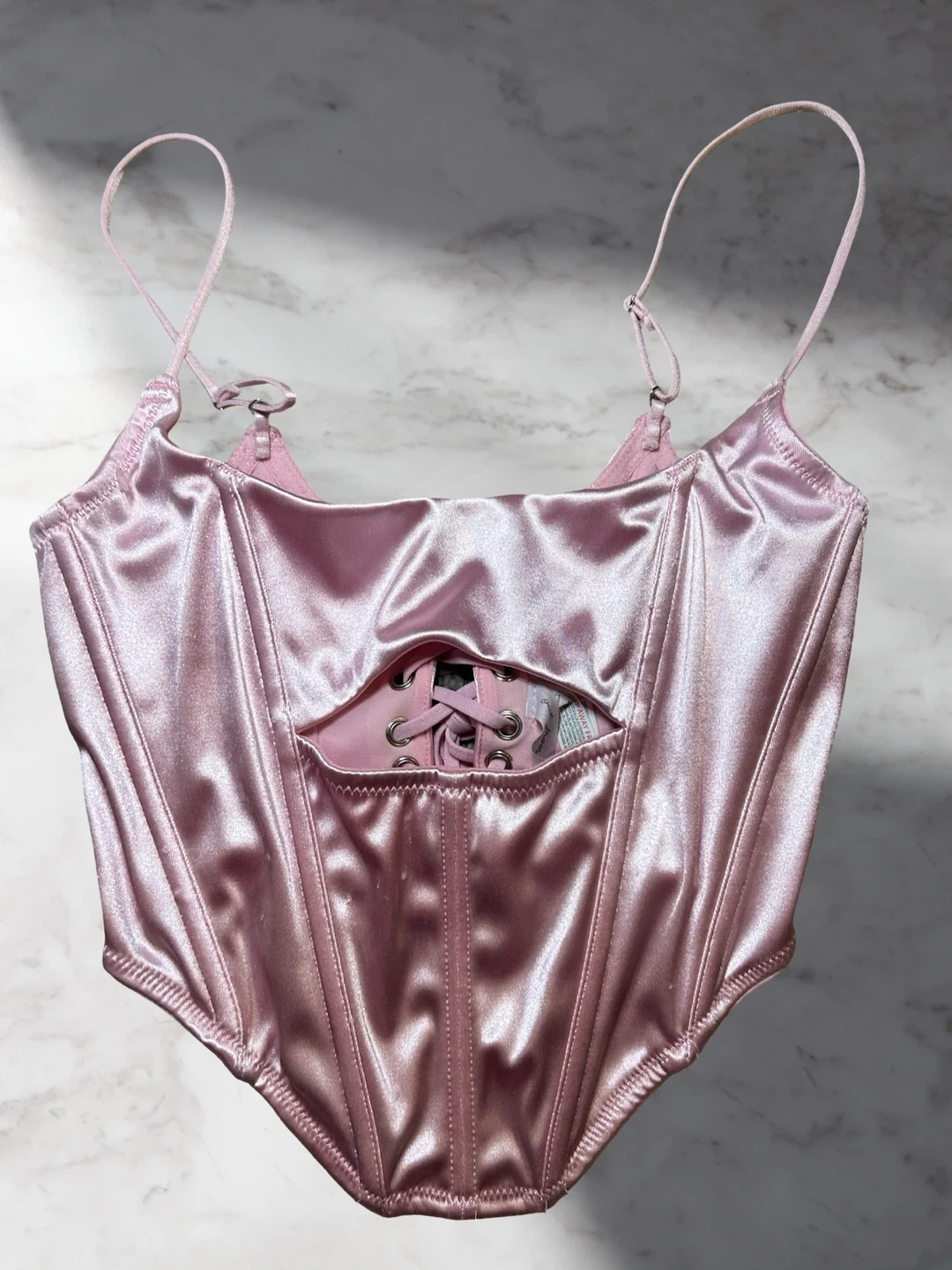 Pink Satin Corset Top