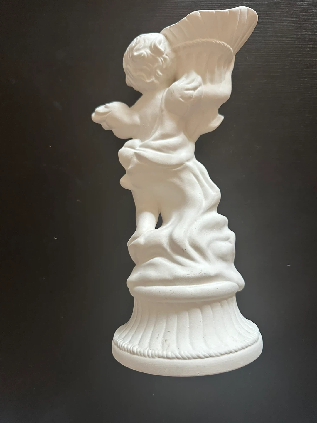 White Cherub Cornucopia Vase/Planter – Vintage-Style Décor - photo 2