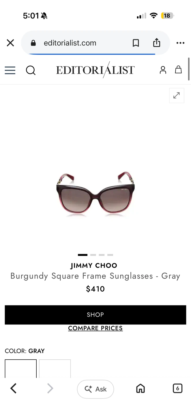 Jimmy Choo Square Burgundy Sunglasses