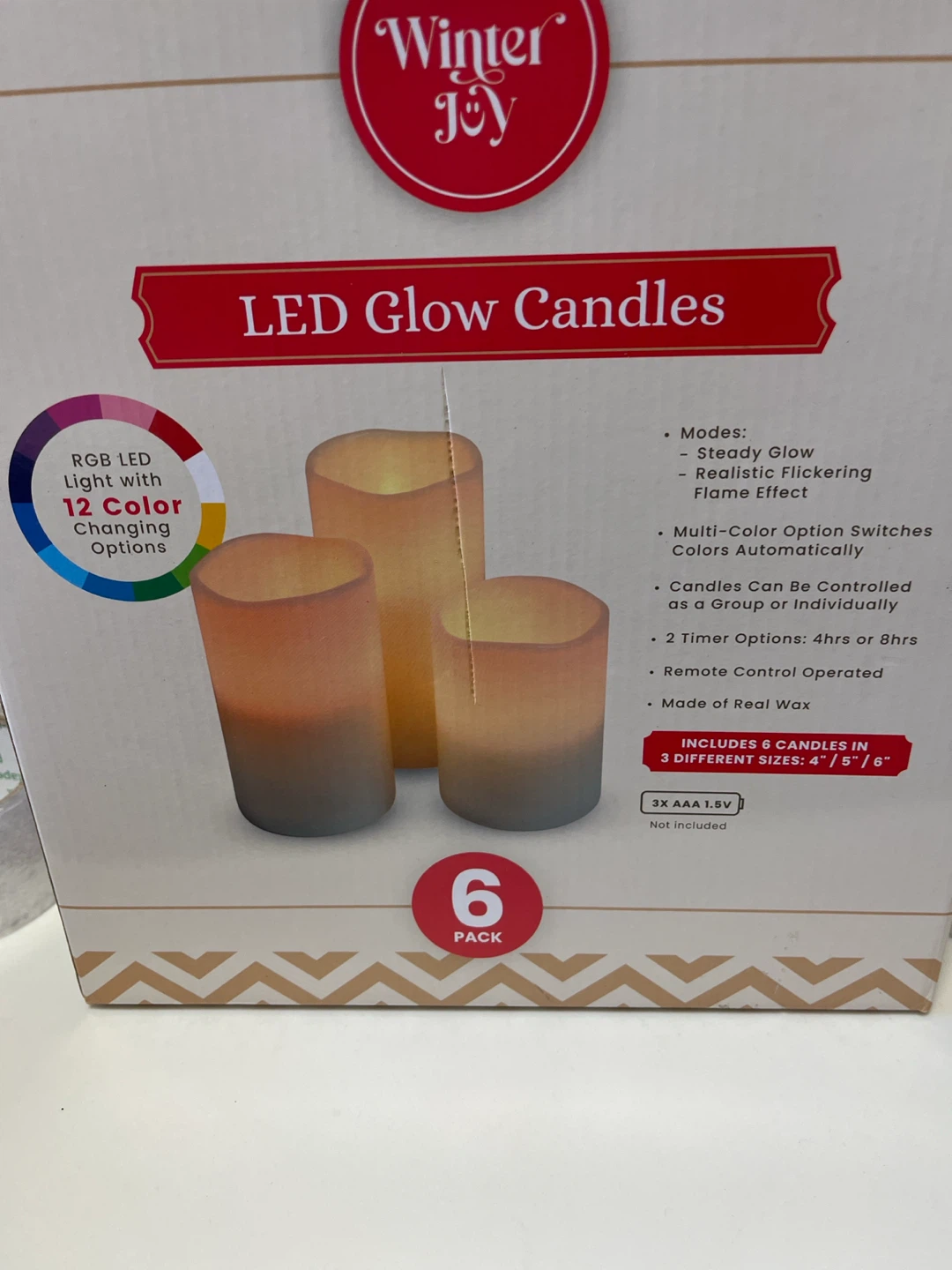 Winter Joy LED Glow Candles - 6 Pack