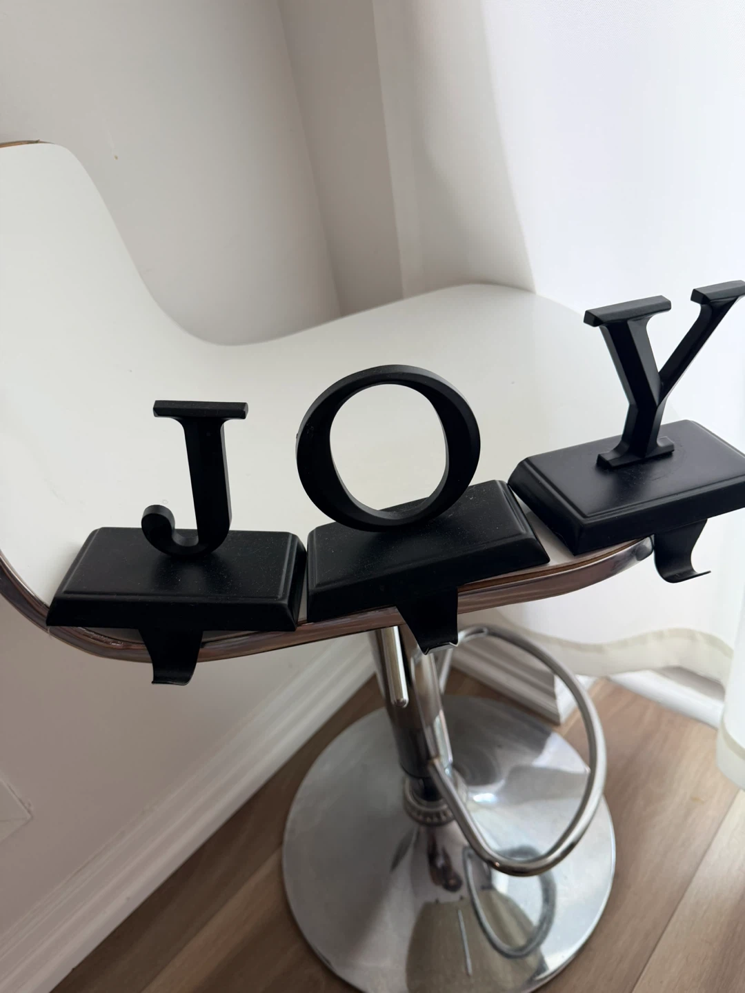 Black "JOY" Letter Christmas Stocking Holders Set