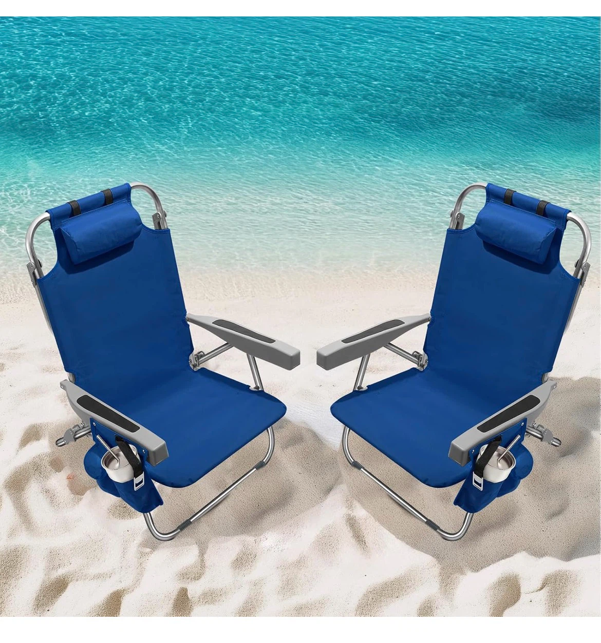 Blue Beach Chair with 5 Reclining Positions