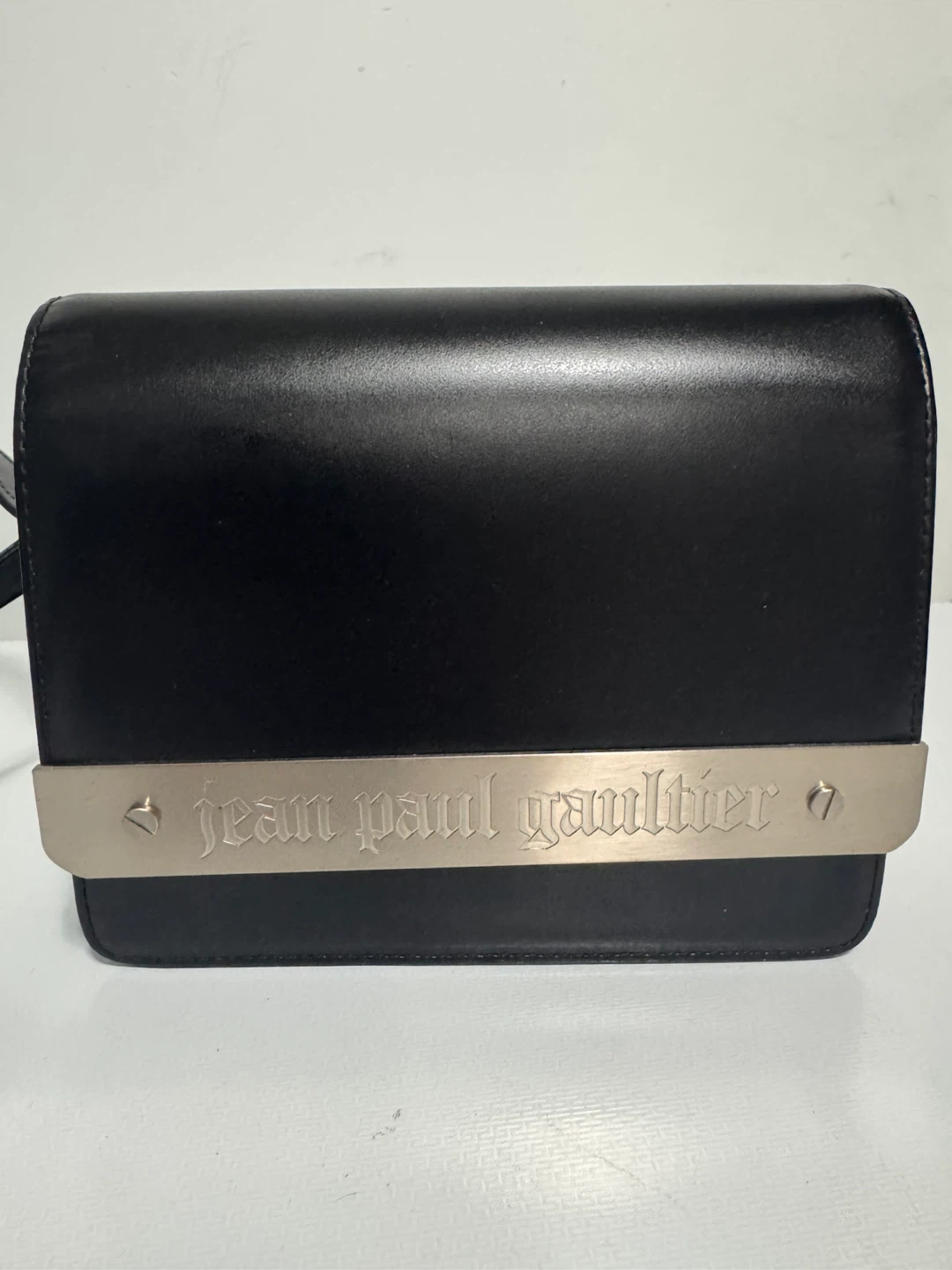 Vintage Jean Paul Gaultier Black Leather Shoulder Bag