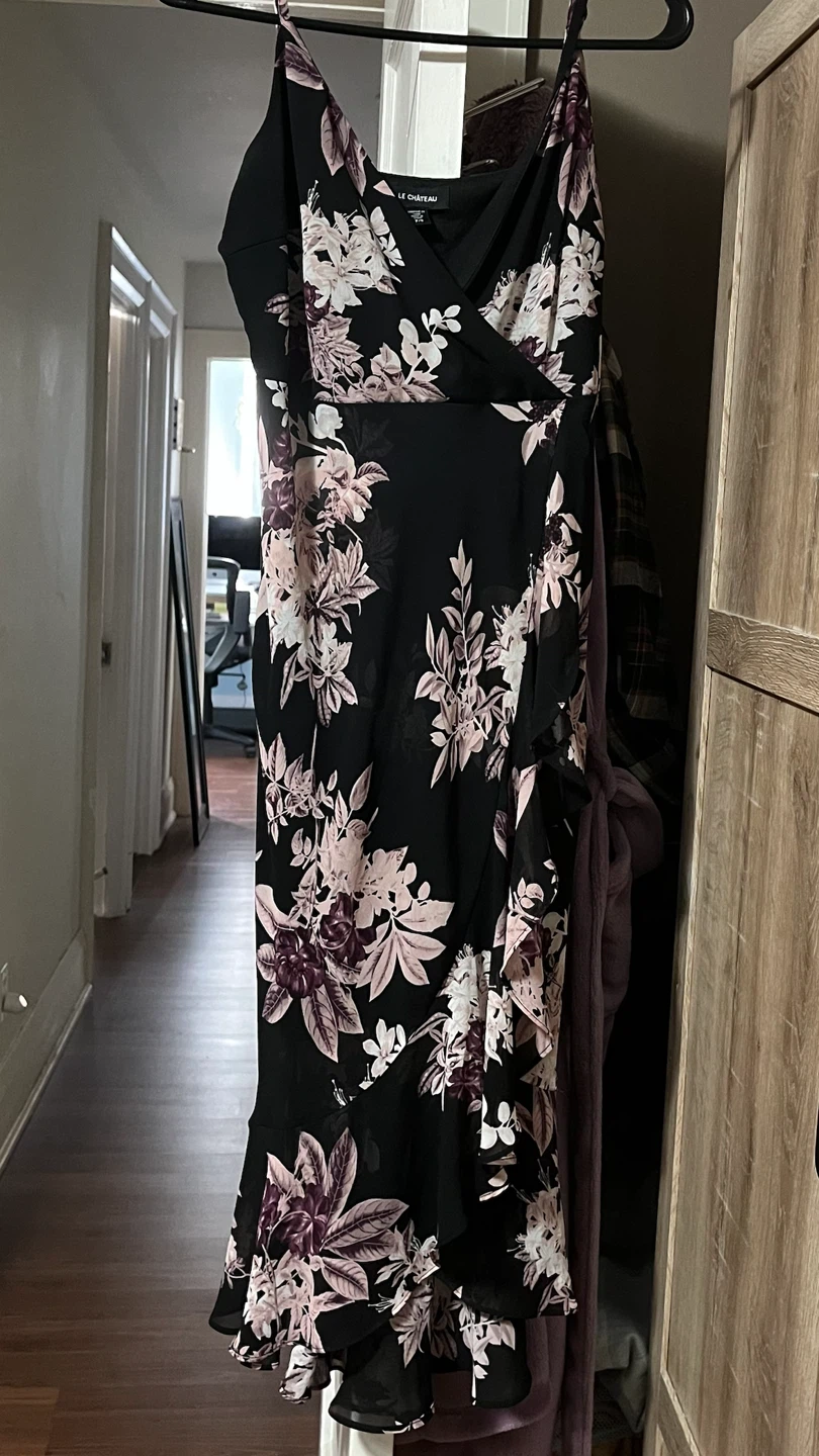 Le Château Black Floral Midi Dress