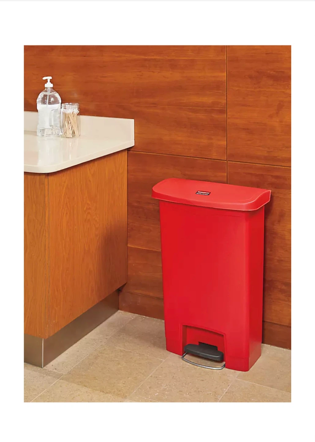 Rubbermaid Slim Jim 8 Gallon Red Step-On Trash Can