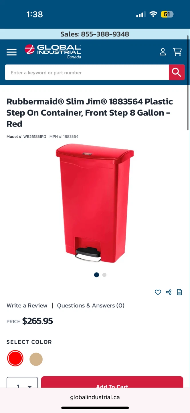 Rubbermaid Slim Jim 8 Gallon Red Step-On Trash Can - photo 5