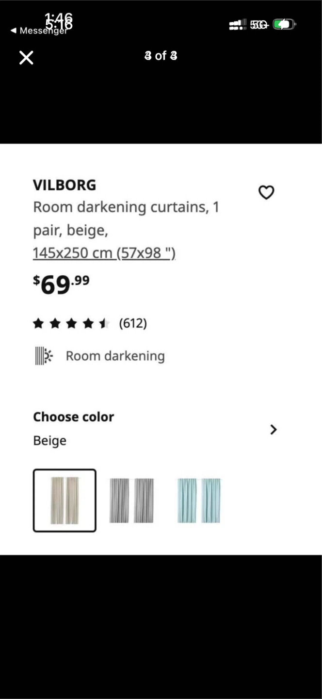VILBORG Room Darkening Curtains 145x250 cm - photo 3