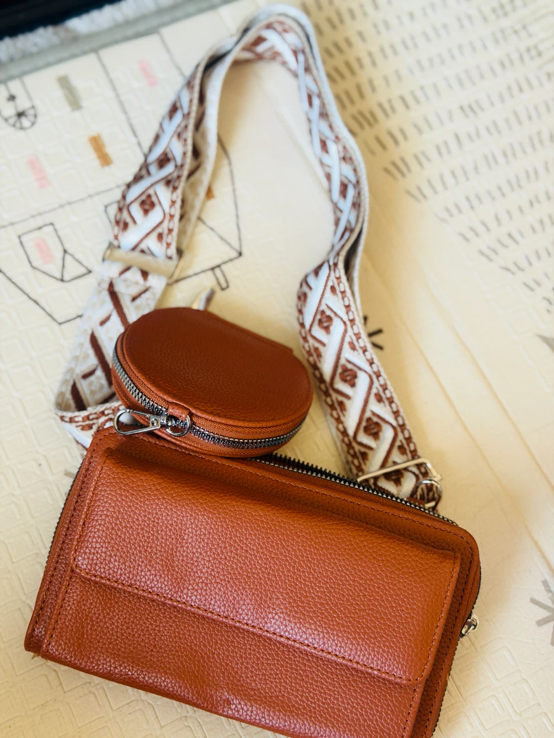 Brown Crossbody Purse with Coin Pouch