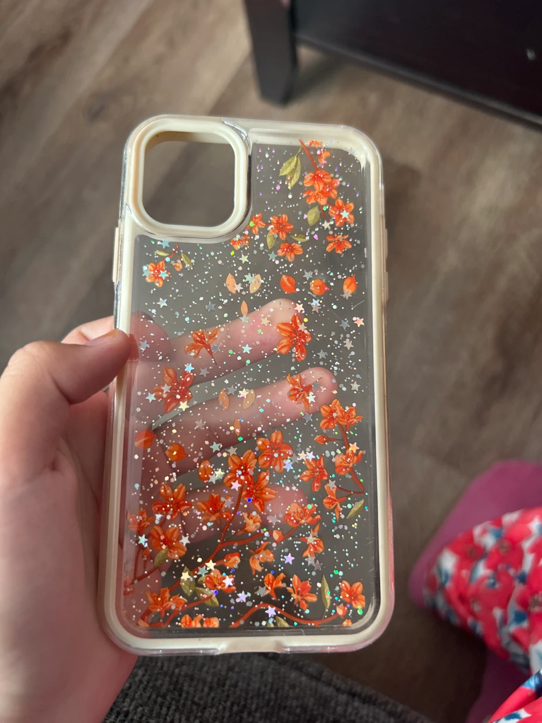 iPhone 11 Case with Orange Floral Design