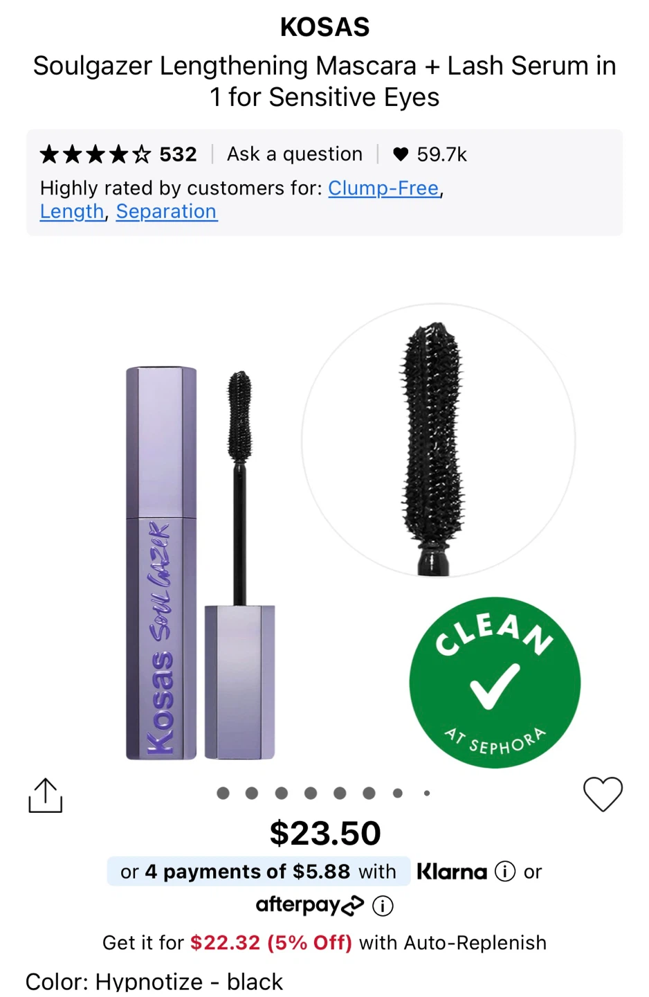 🆕 Kosas Soulgazer Lengthening + Lifting Peptide Mascara - photo 5