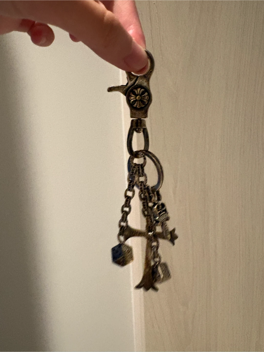 Chrome Hearts Keychain with Cross and Dice Charms