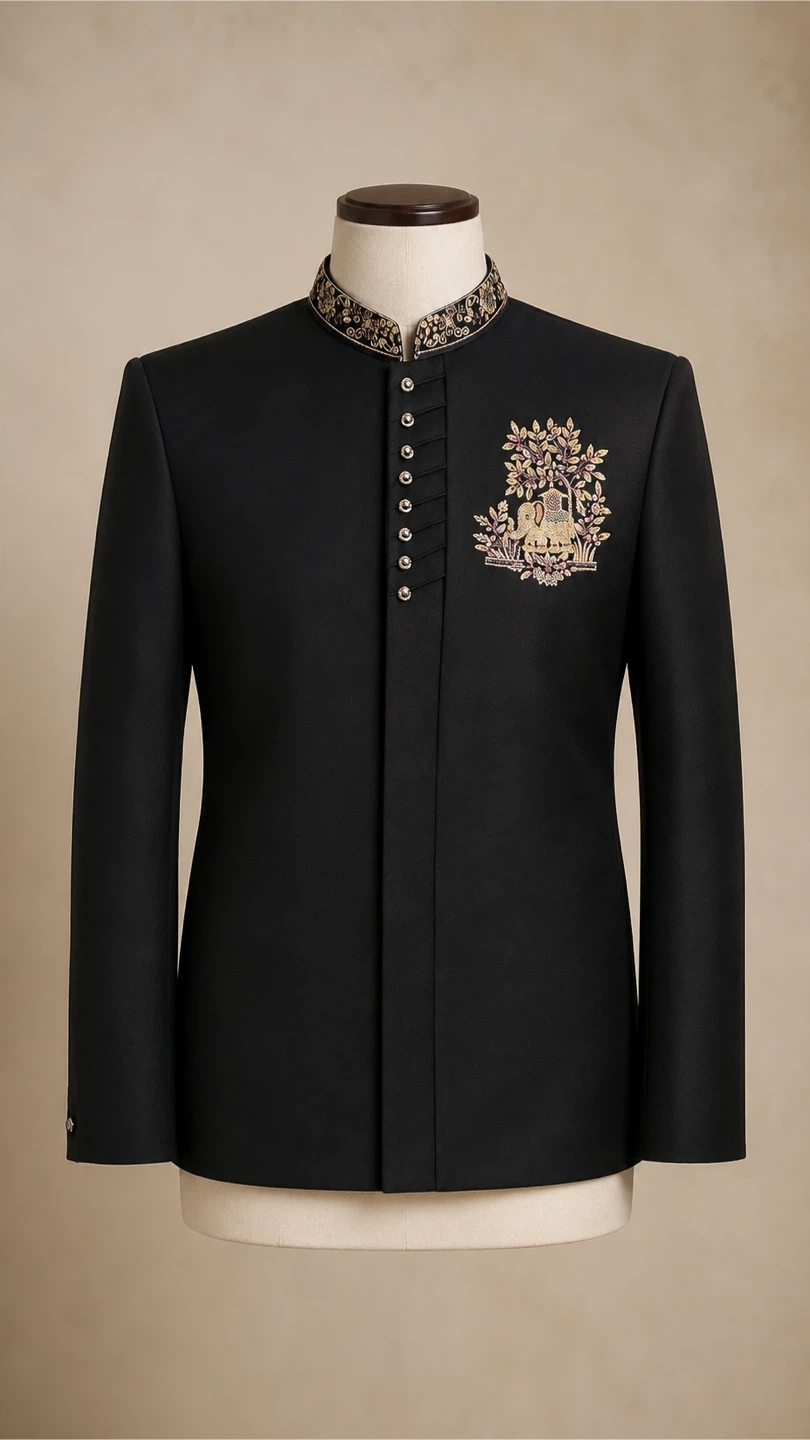 Black embroidered jodhpuri jacket