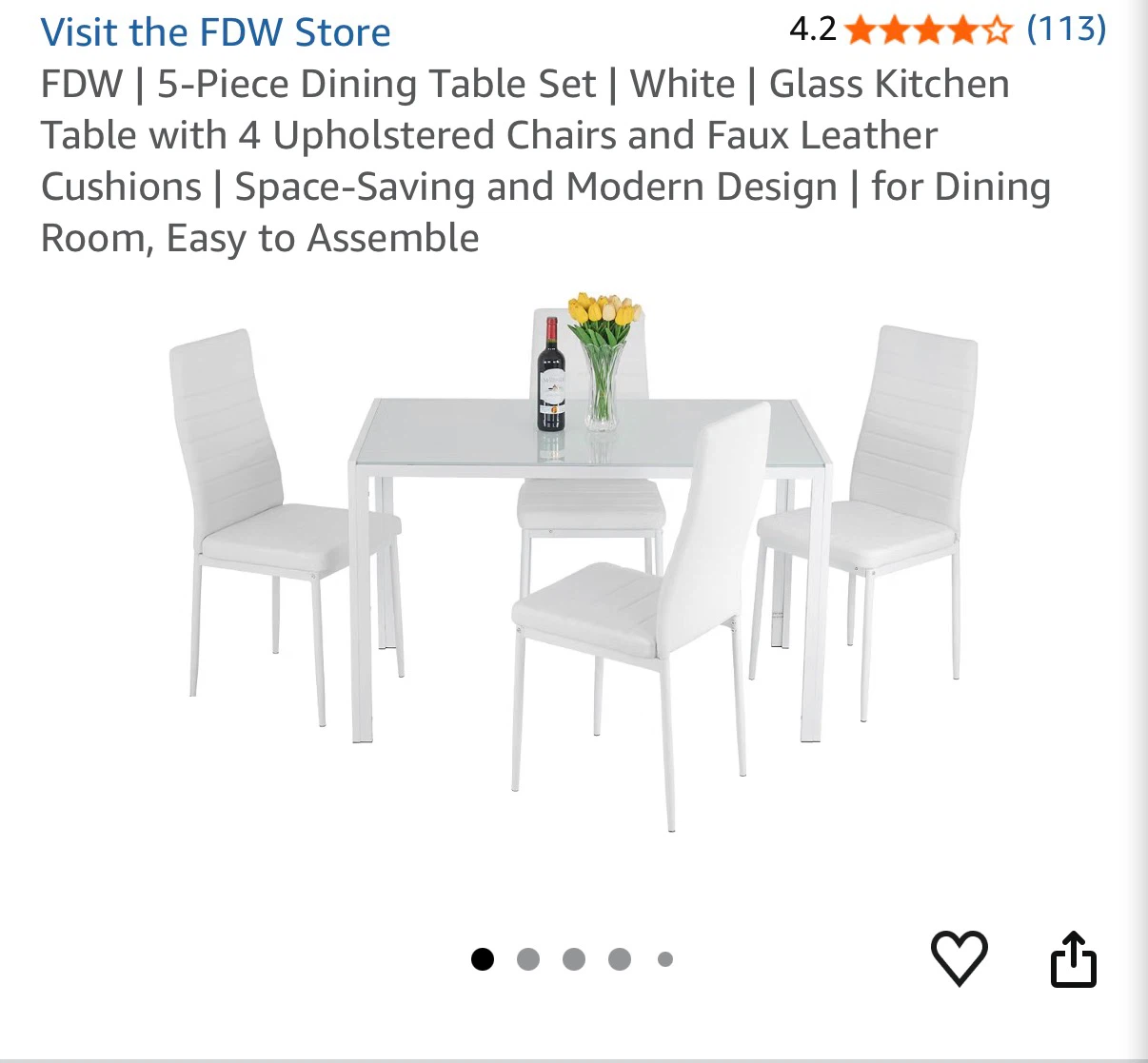 FDW 5-Piece Dining Table Set