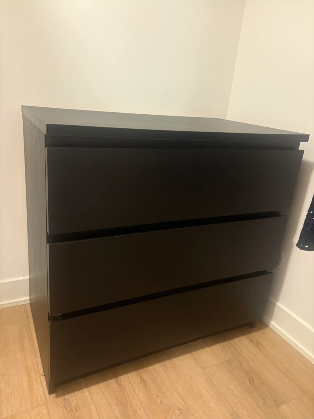 IKEA MALM Black 3-Drawer Dresser