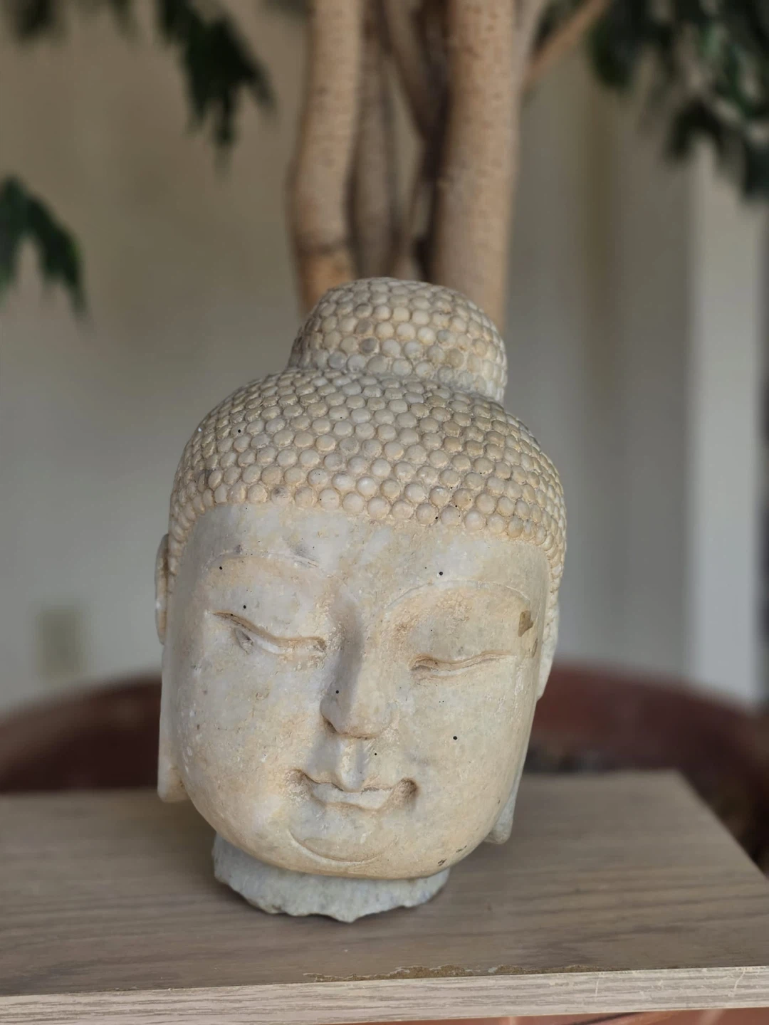 Heavy Buddha Head Sculpture – Stone Look – 11” Tall – 35.6 lbs
