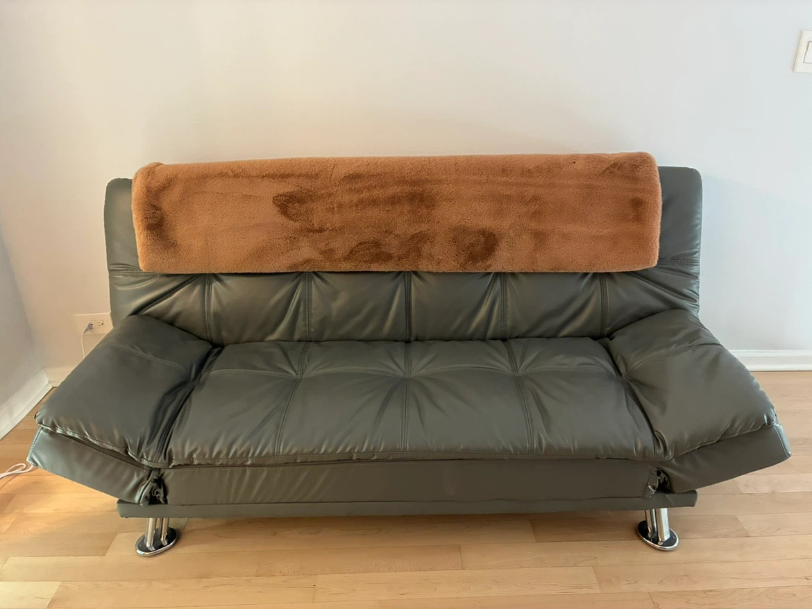Grey Faux Leather Futon Sofa Bed