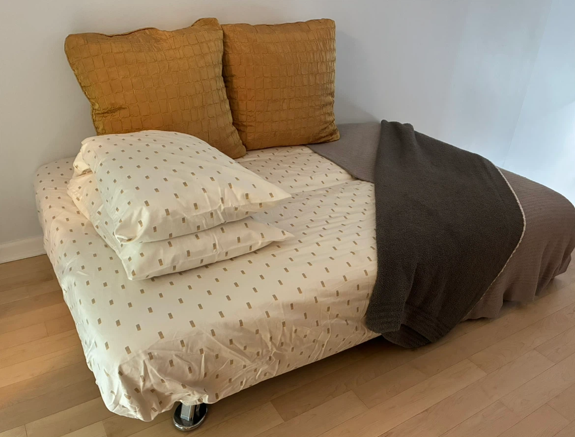 Grey Faux Leather Futon Sofa Bed - photo 2