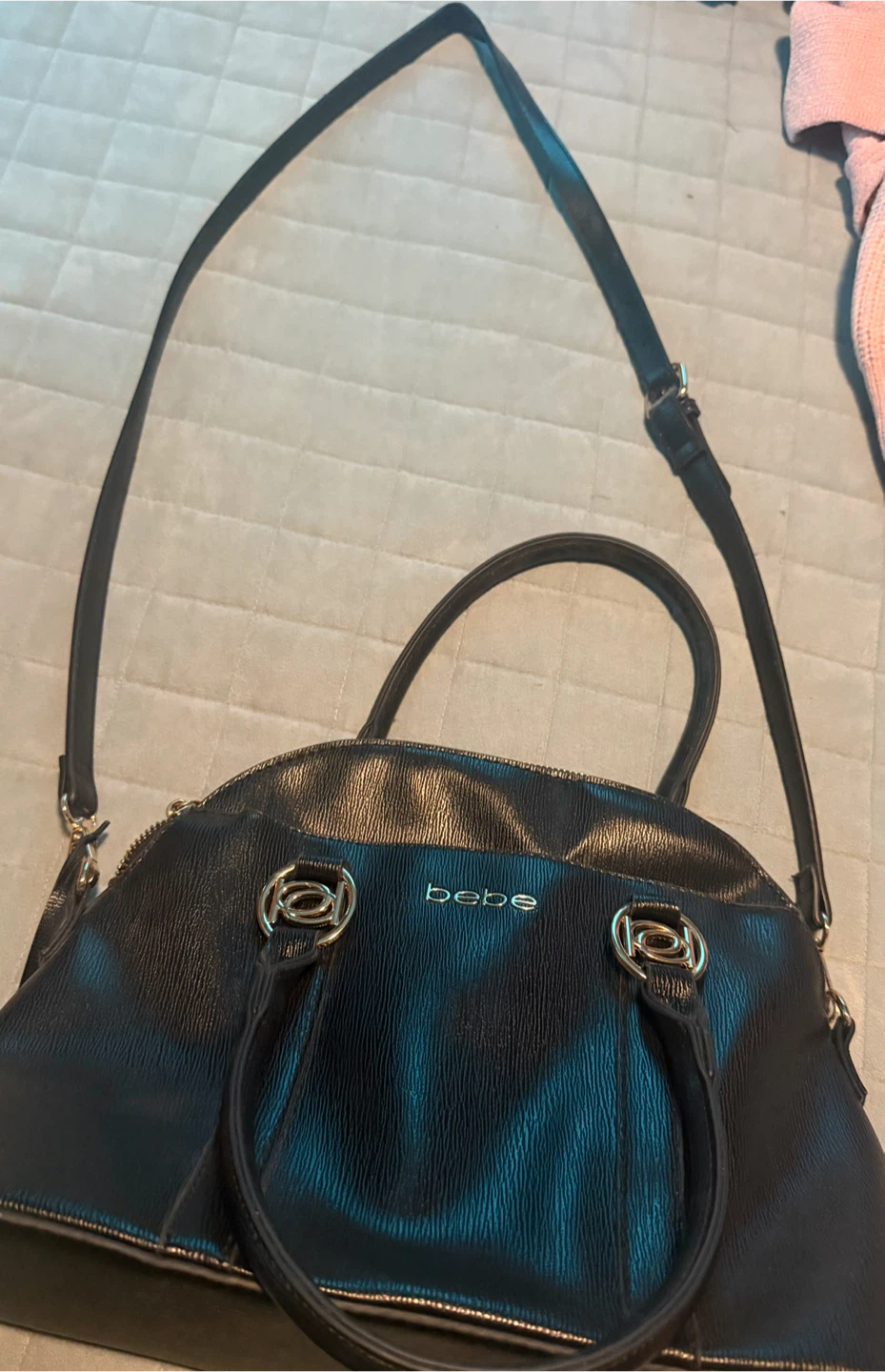 Bebe Black Faux Leather Satchel Handbag - photo 2