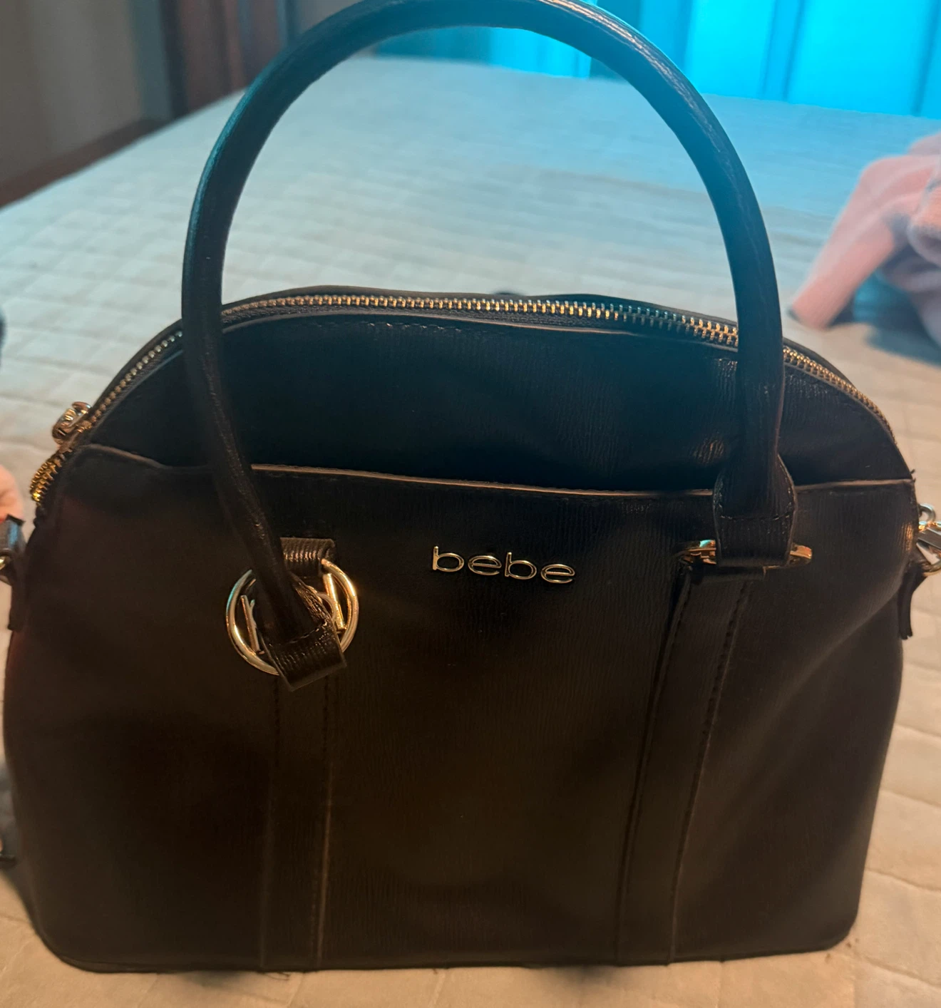 Bebe Black Faux Leather Satchel Handbag - photo 3
