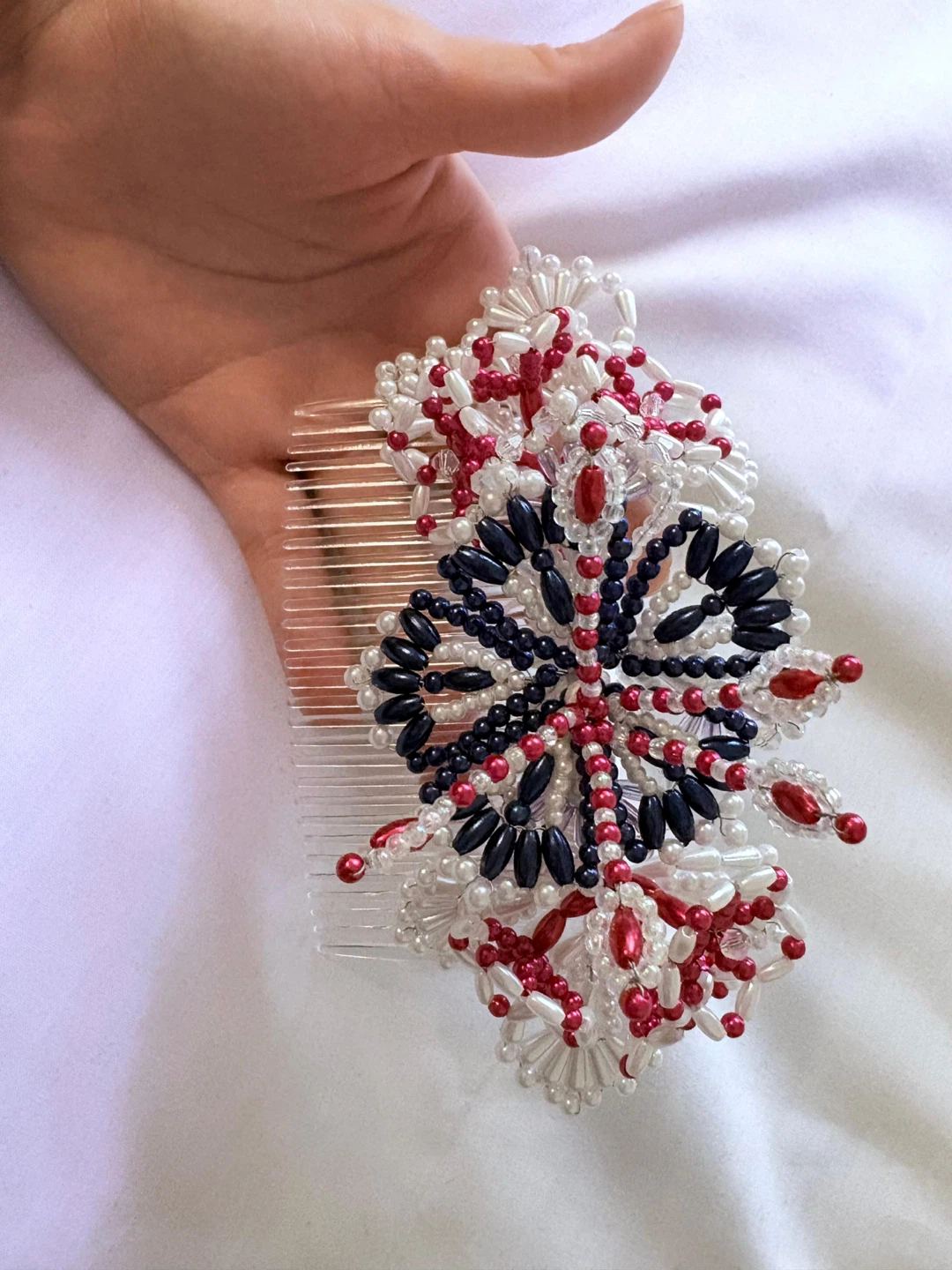 Beaded Hair Comb Tembleque