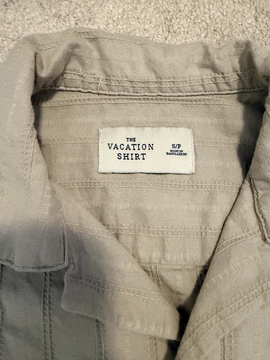 The Vacation Shirt Short Sleeve Tan Striped Button Up - photo 3
