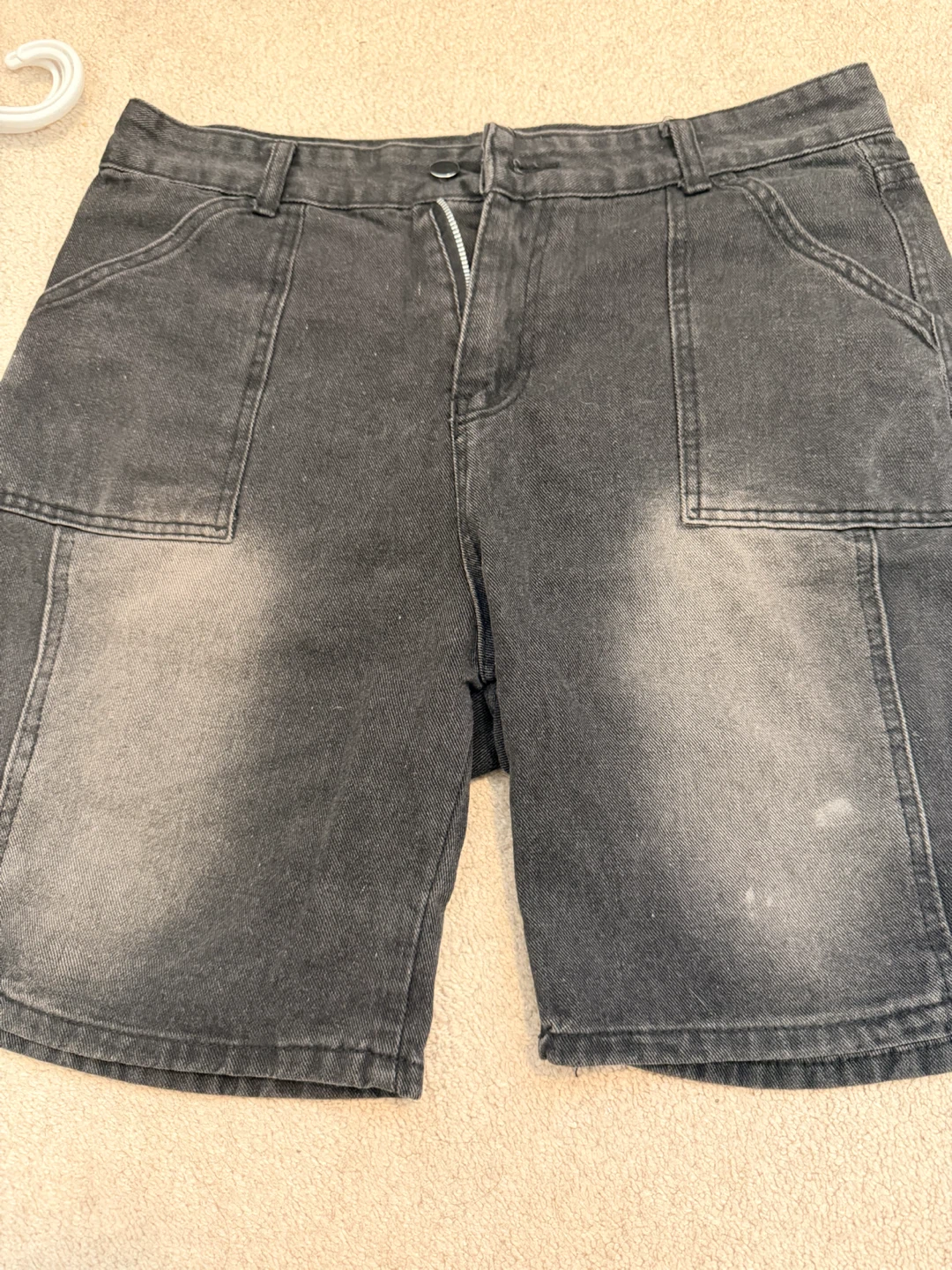 Men's Grey Denim Cargo Shorts - photo 2
