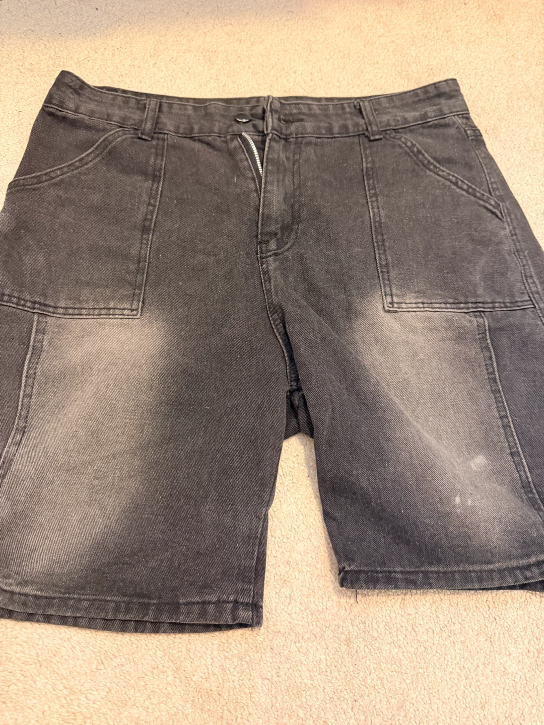 Men's Grey Denim Cargo Shorts - photo 3